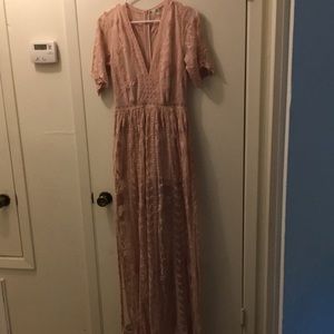 Blush dress with shorts